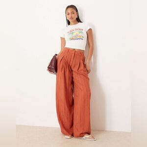 ASOS tall palazzo striped pants in rust size 6